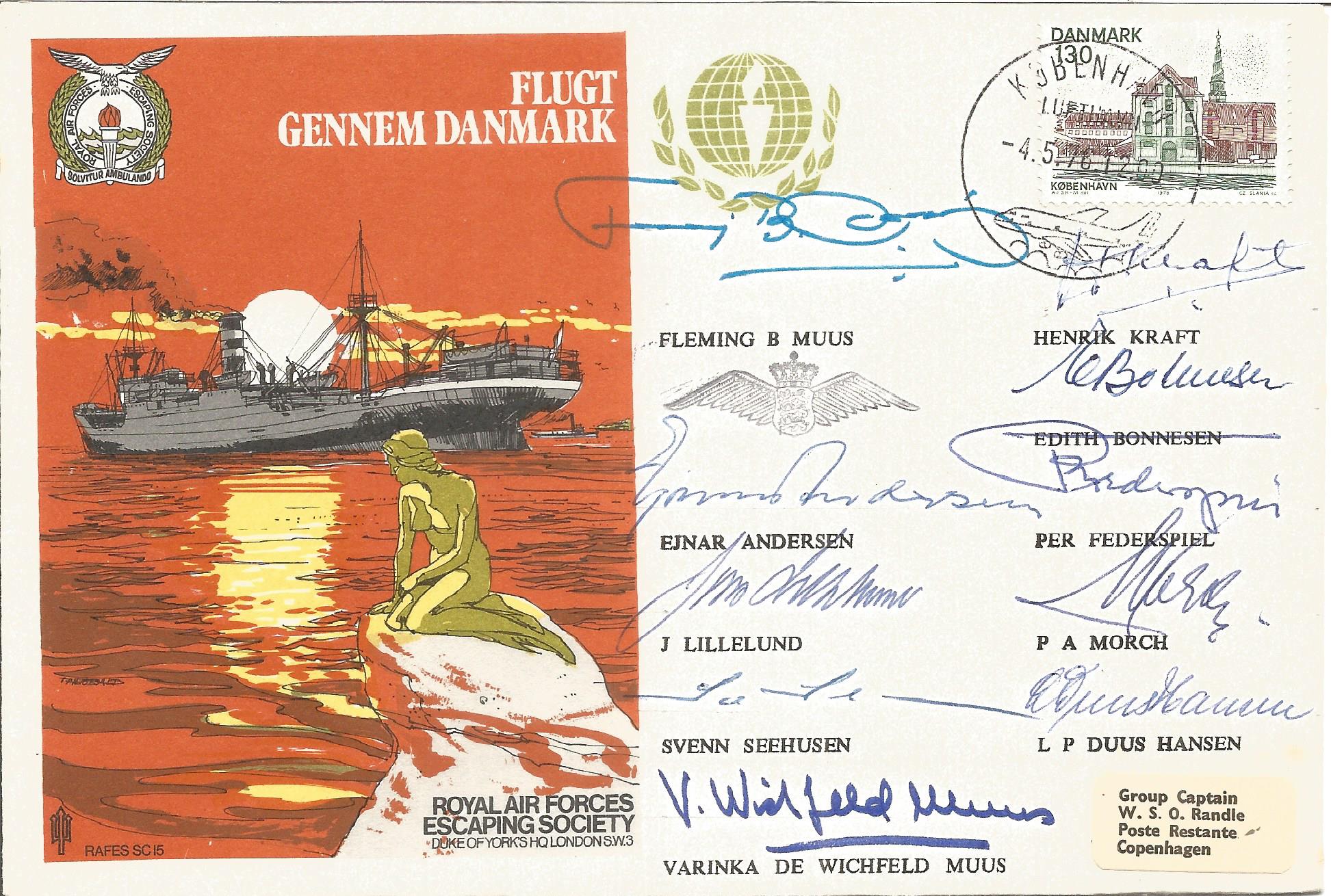 Flugt Gennem Danmark Escape from Denmark multi signed RAF cover No 409 of 1025 date stamp 20. 5.