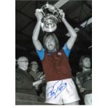 Football Autographed Billy Bonds Photo, A Superb Image Depicting The West Ham United Captain Holding