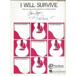 Gloria Gaynor signed I WILL Survive words and music sheet. Good Condition. All signed pieces come