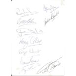 Multi signed lunch menu. Signed on reverse by 10 1966 legends. Includes Ray Wilson, George Cohen,