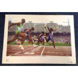 Linford Christie signed colour photo from Barcelona 1992 Olympics. Few marks to edge where it has