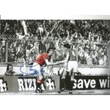 Sammy Mcilroy 12x8 Signed Colour Enhanced Photo Pictured Celebrating While Playing For Manchester