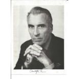 Christopher Lee signed 10x8 black and white photo. Few marks and creases to photo, but not affecting