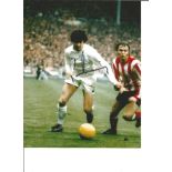 Peter Lorimer Pictured In Action For Leeds United At Wembley Against Sunderland Signed 10x8 Colour