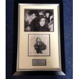 Tpau signature piece, framed and mounted below black and white photo. Signed by Carol Decker, Dean