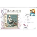 Ben Ainslie signed 1996 Benham Olympic Games FDC with silk illustration of the medal winner. Good