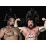 Strongman 16x 12 colour photo signed by Brian Shaw and Eddie The Beast Hall. Good Condition. All