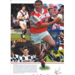 Rugby League Andy Farrell 18x13 signed colour montage photo complete with career bio of the Wigan