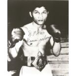 Boxing Khaosai Galaxy 10x8 signed b/w photo. Khaosai Galaxy Thai born, May 15, 1959 is a former Thai