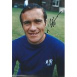 Ron Chopper Harris 12x8 signed colour football photo pictured in Chelsea kit. Ronald Edward