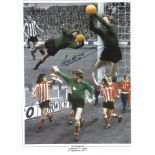 Football Jim Montgomery signed 16x12 colour enhanced montage photo Sunderland legend pictured making