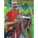 Football Autographed PAUL SCHOLES photo, a superb image depicting the Manchester United midfielder