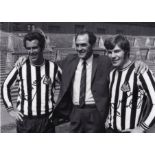 Football Bobby Moncur and Malcom Macdonald signed 12x16 b/w photo pictured in Newcastle United