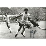 Football Joe Jordan 8x12 signed b/w photo pictured playing for Scotland against Brazil. Good