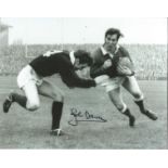 Rugby Union John Dawes 8x10 signed b/w photo pictured in action for Wales. Sydney John Dawes OBE