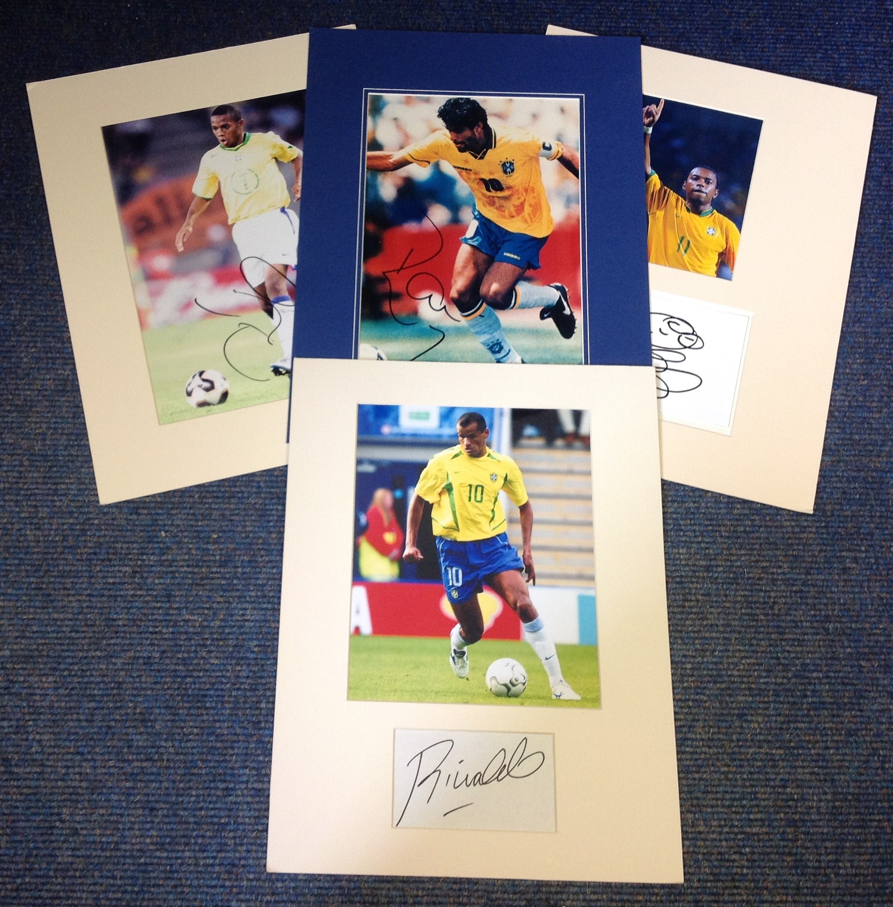 Football Brazil collection 4, 16x12 mounted signature pieces from Brazilian greats Rivaldo, Kaka and