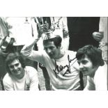 Football Alan Mullery 8x12 signed black and white photo pictured celebrating with the FA Cup while