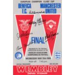 Football Autographed 1968 European Cup Final programme - Manchester United v Benfica, signed to