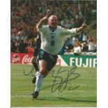 Football Paul Gascoigne 10x8 signed colour photo pictured celebrating after scoring against Scotland