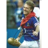 Didier Deschamps 12x8 signed colour football photo pictured celebrating with the World Cup while