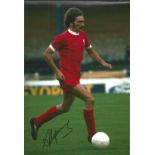 Steve Heighway 12x8 signed colour football photo pictured in action for Liverpool. Good Condition.
