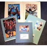 Football Manchester City Collection 5 mounted photos and signature pieces from City players includes