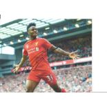 Raheem Sterling 8x10 signed colour football photo pictured in action for Liverpool. English