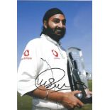 Cricket Monty Panesar 12x8 signed colour photo. Mudhsuden Singh Panesar born 25 April 1982 , known