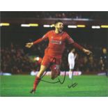 Football Adam Lallana 8x10 signed colour photo pictured celebrating while playing for Liverpool.