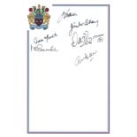 Football Autographed BURNLEY club crested photo, superb neatly designed item, measuring 12" x 8"