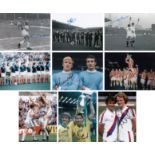 Lot of Football Autographed photos, x 9 superb images depicting former players, all measure 8" x