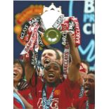 Football Anderson 10x8 signed colour photo pictured lifting the Premier league trophy while he was