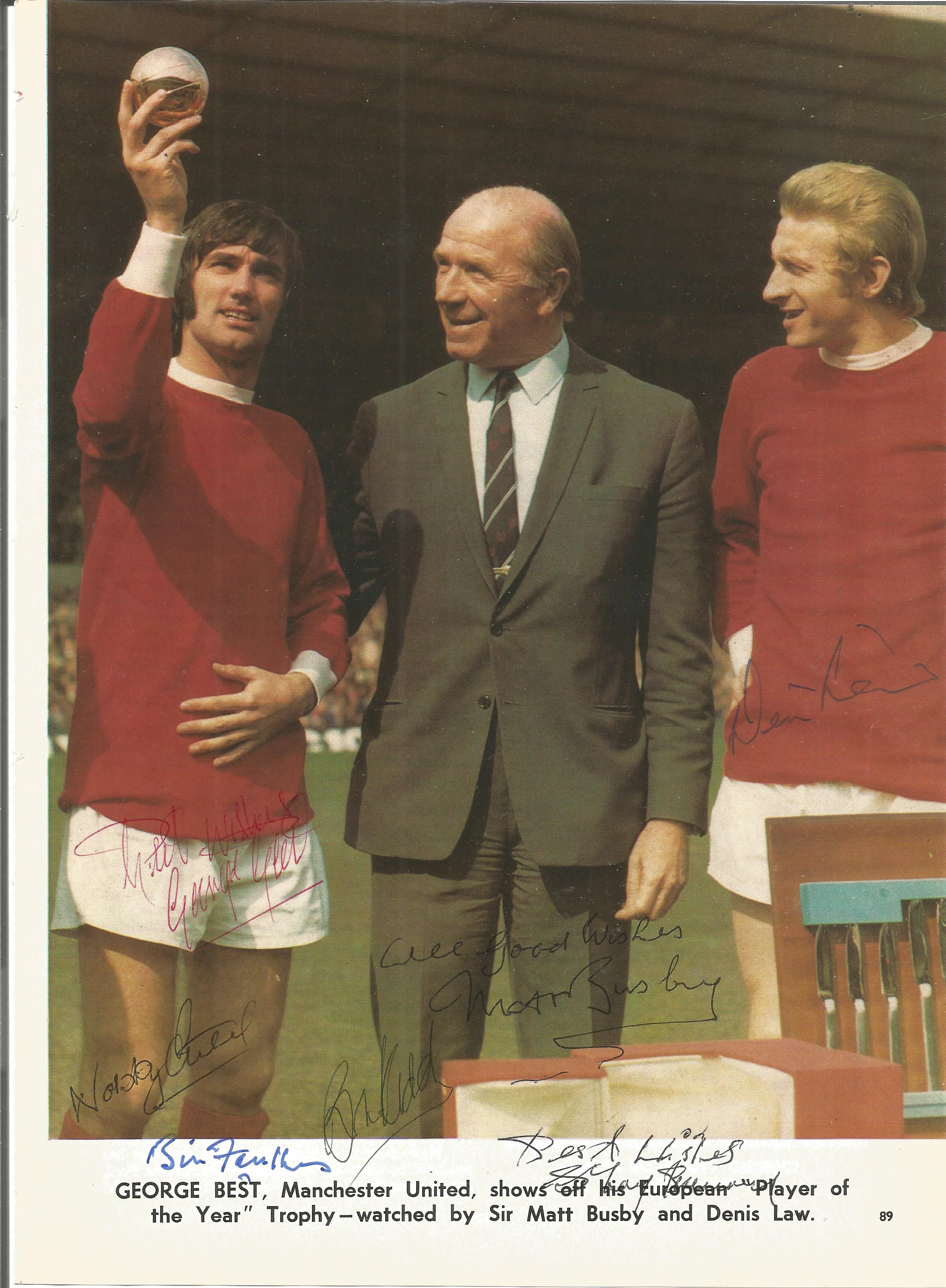 Football Manchester United signature piece 11x8 magazine photo signed by Sir Matt Busby , George