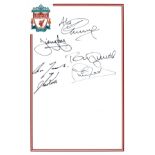 Football Autographed LIVERPOOL club crested photo, superb neatly designed item, measuring 12" x 8"