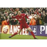 Dietmar Hamann 12x8 signed colour football photo pictured celebrating while playing for Liverpool.