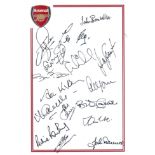 Football Autographed ARSENAL club crested photo, superb neatly designed item, measuring 12" x 8"