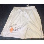 Football Holland shorts signed by Robin Van Persie and one other. Good Condition. All autographs are