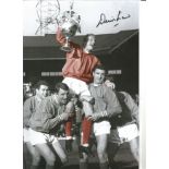 Denis Law signed 12x8 colourised football photo. Good Condition. All autographs are genuine hand