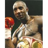 Boxing Johnny Nelson 10 x8 signed colour photo pictured after one of his World Cruiserweight title