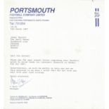 Football Alan Ball TLS on Portsmouth FC headed paper replying to a request for Portsmouth players to