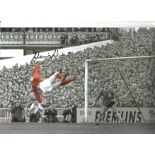 Denis Law signed 12x8 colourised football photo. Good Condition. All autographs are genuine hand