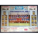 Football Portsmouth FC signed 1986/87 team poster over 30 signatures includes Alan Ball, Peter