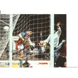 Paul McGrath 10x8 signed colour football photo pictured in action for Aston Villa. Good Condition.