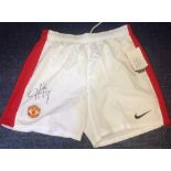 Football Manchester United shorts signed by Javier Hernández. Good Condition. All autographs are