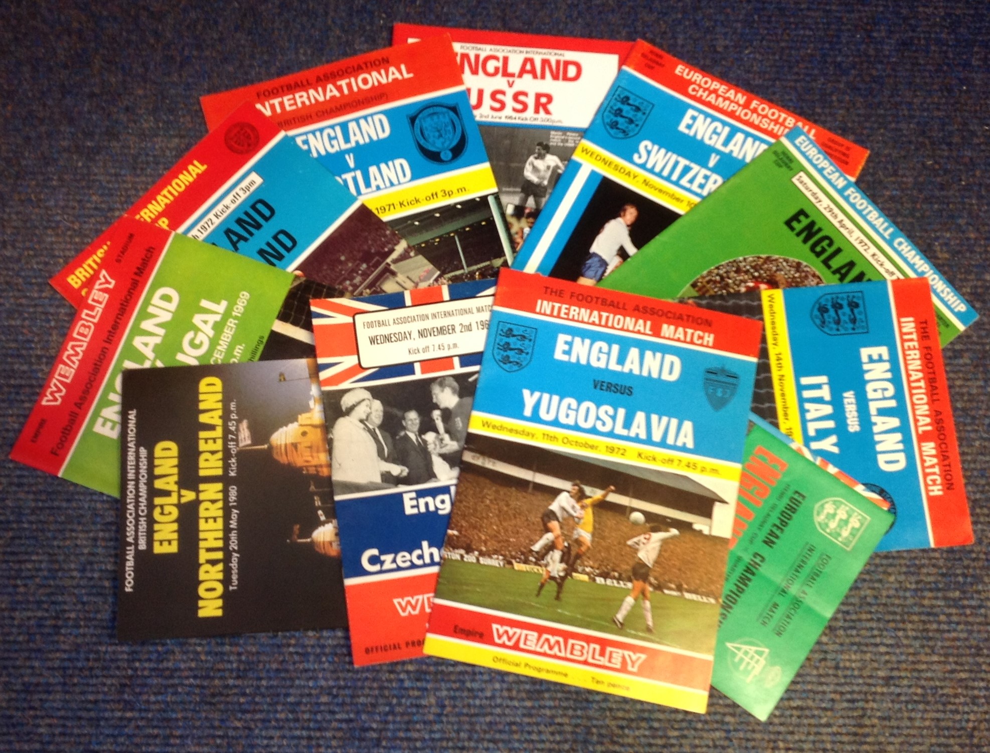 Football programme collection 12 England home programmes dating from 1966 to 1984 games include