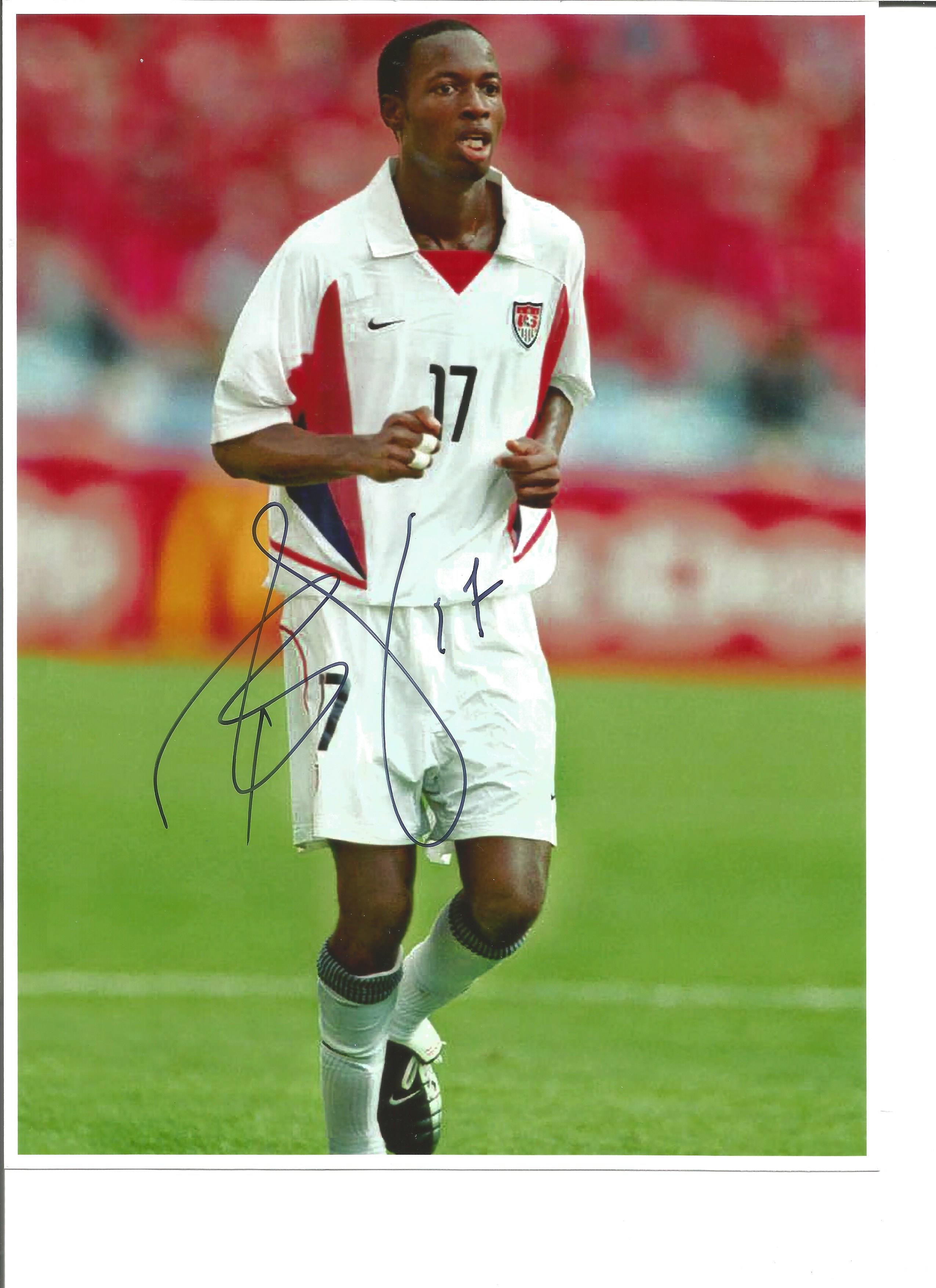 DaMarcus Beasley 10x8 signed colour football photo pictured in action for the U. S. A. DaMarcus