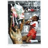 Rugby League Martin Chariots Offiah signed 16x12 colour enhanced montage photo pictured in action