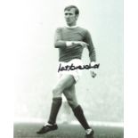 Football Pat Crerand 10x8 signed black and white photo pictured in action for Manchester United.