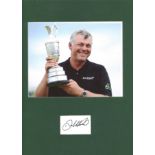 Golf Darren Clarke 16x12 mounted signature piece include colour photo pictured with The Open