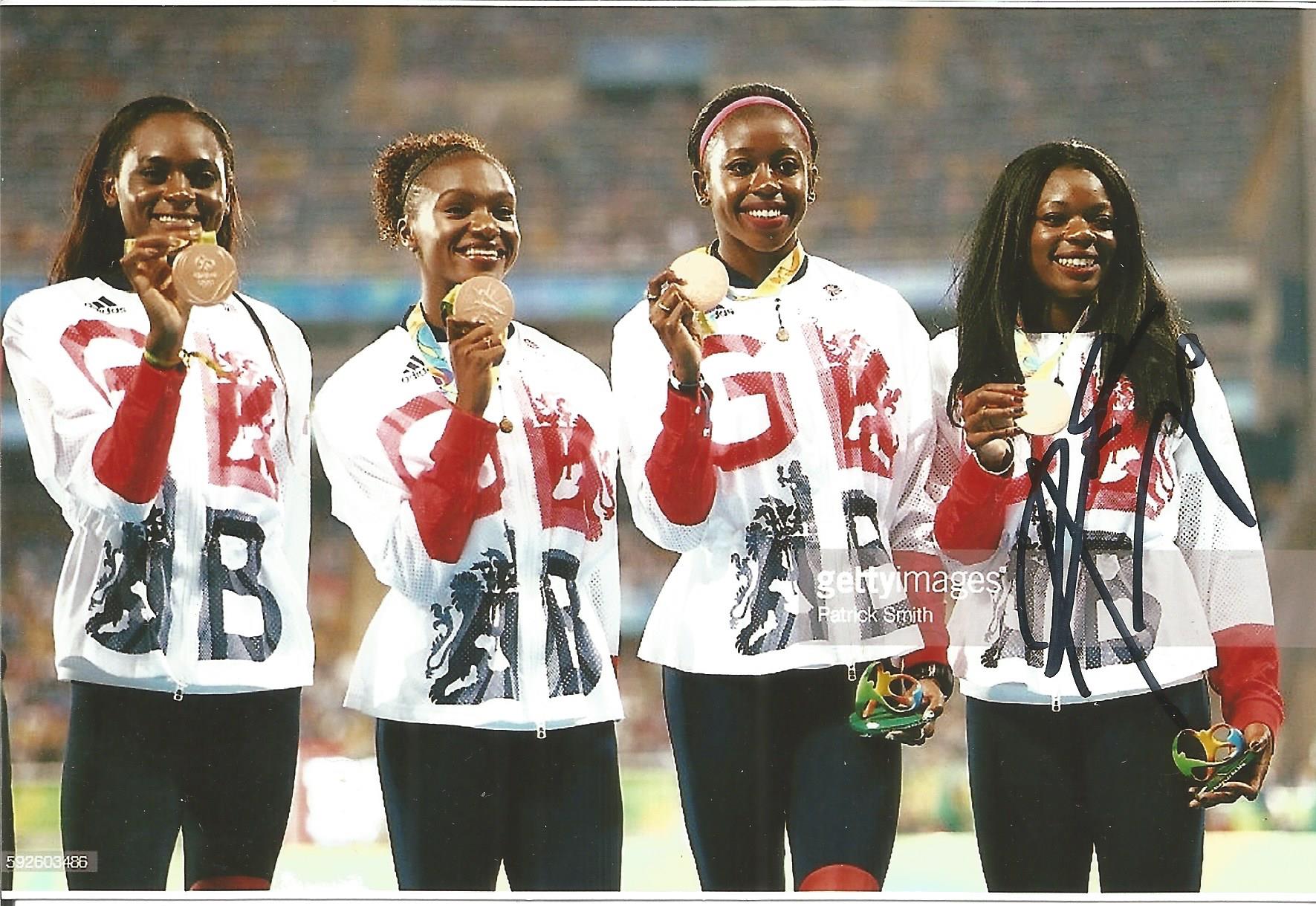 Olympics Asha Philip signed 6x4 colour photo of the Olympic bronze medallist in the 4x100